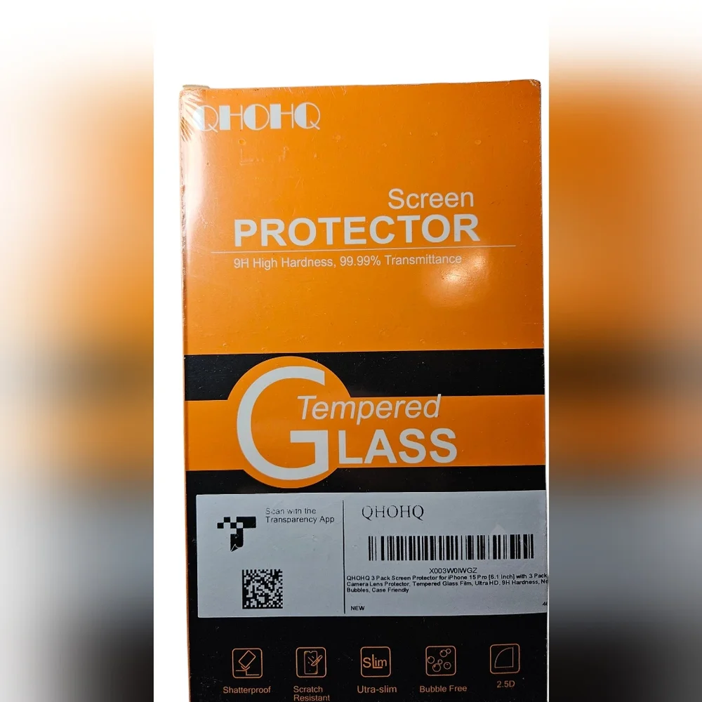 NWT - QHOHQ Tempered Glass Screen Protector For iPhone 15 Pro